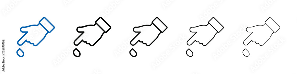 Poster hand with blood drop icon outline vector logo for web ui
