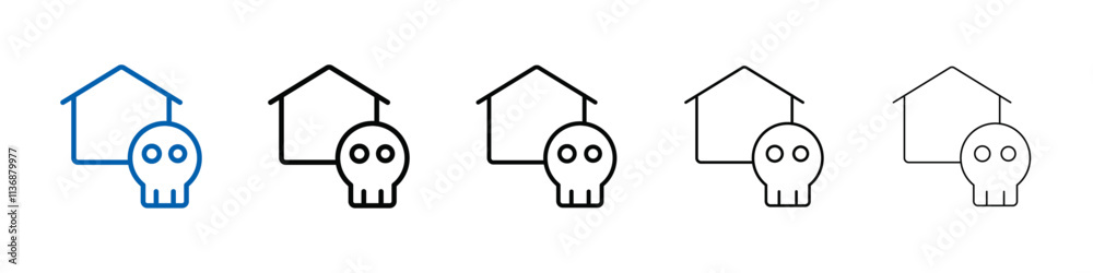 Poster haunted house icon outline vector logo for web ui