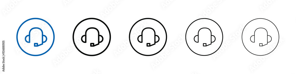 Poster headset icon outline vector logo for web ui