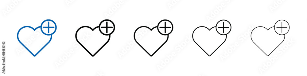 Poster Heart plus icon Outline vector logo for web ui