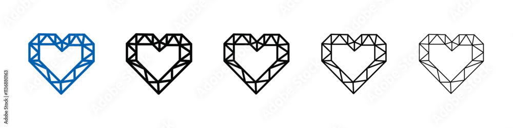 Poster heart shaped diamond icon outline vector logo for web ui