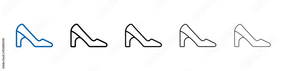Poster high heel shoes icon outline vector logo for web ui