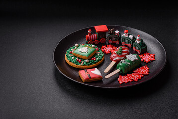 Obraz premium Natural popsicle ice cream on a stick in the style and colors of Christmas