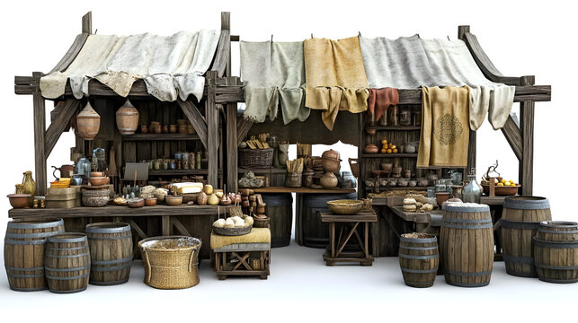 Vibrant Medieval Market Scene with Lively Atmosphere and Intricate Details Showcase
