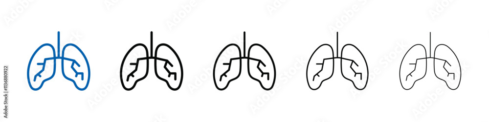 Poster human lungs icon outline vector logo for web ui