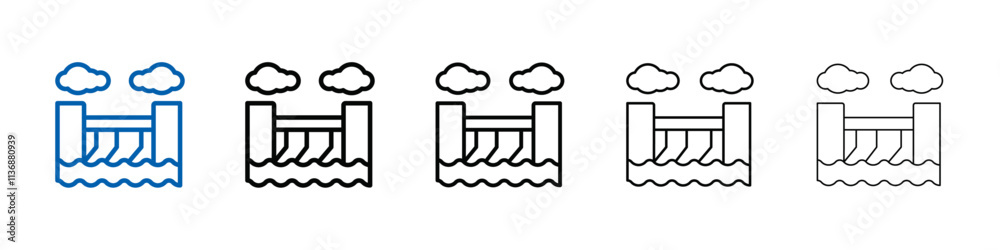 Poster hydroelectric dam icon outline vector logo for web ui