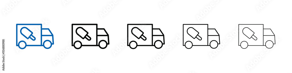 Poster ice cream van icon outline vector logo for web ui