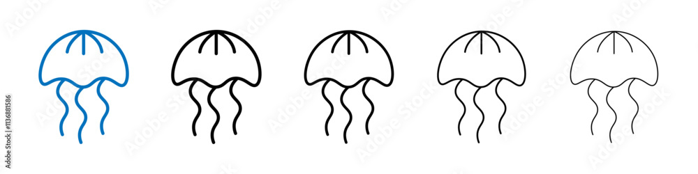 Poster jellyfish icon outline vector logo for web ui