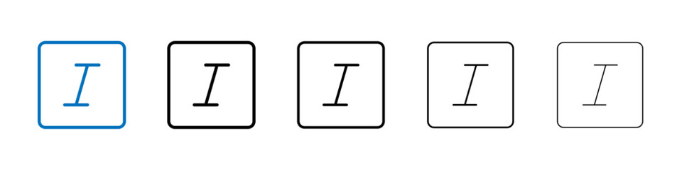 Italic button icon Outline vector logo for web ui