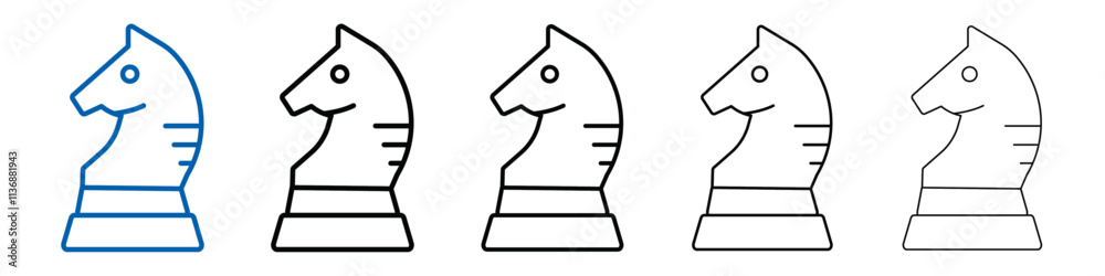 Poster knight chess icon Outline vector logo for web ui