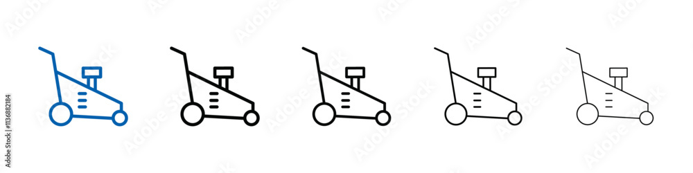 Poster lawn mower icon outline vector logo for web ui
