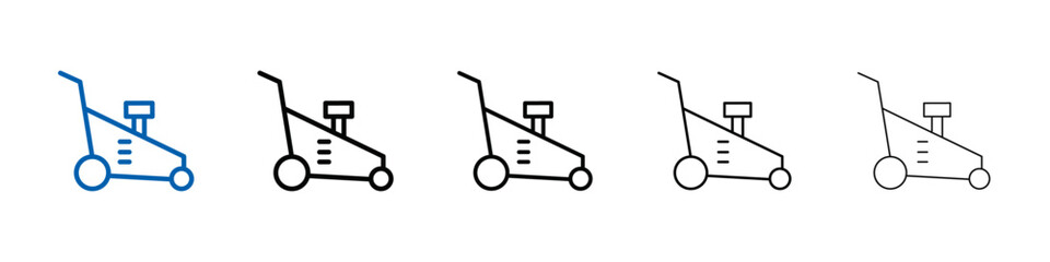Lawn mower icon Outline vector logo for web ui