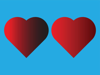 two hearts on blue background