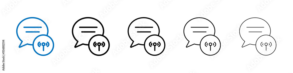 Aufkleber live chat icon outline vector logo for web ui