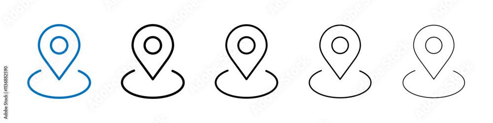 Poster location pin icon outline vector logo for web ui
