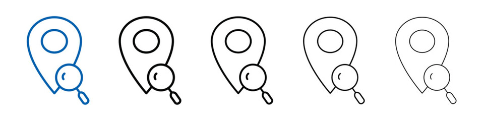 Location search icon Outline vector logo for web ui