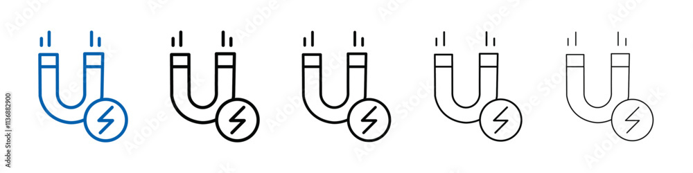 Poster magnet with power icon outline vector logo for web ui