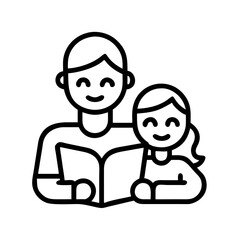 parent reading to child icon, parent reading to child vector.