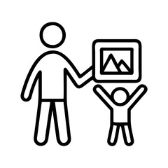 proud parent with child s artwork icon, proud parent with child s artwork vector.