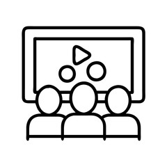 family watching a movie icon, family watching a movie vector.