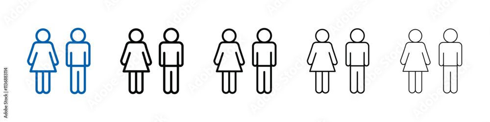 Poster man and woman icon outline vector logo for web ui