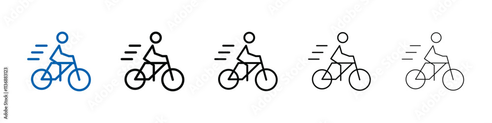 Aufkleber Man on bicycle icon Outline vector logo for web ui