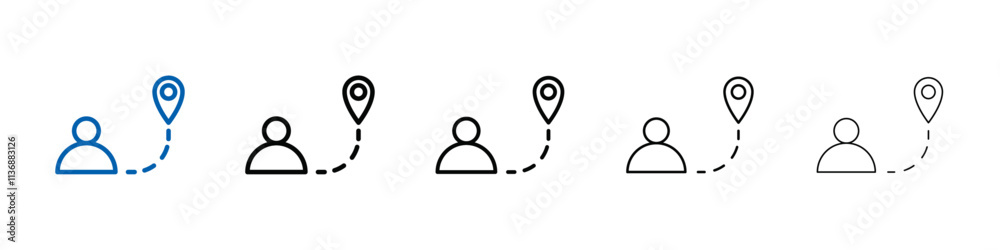 Aufkleber man going to destination icon outline vector logo for web ui