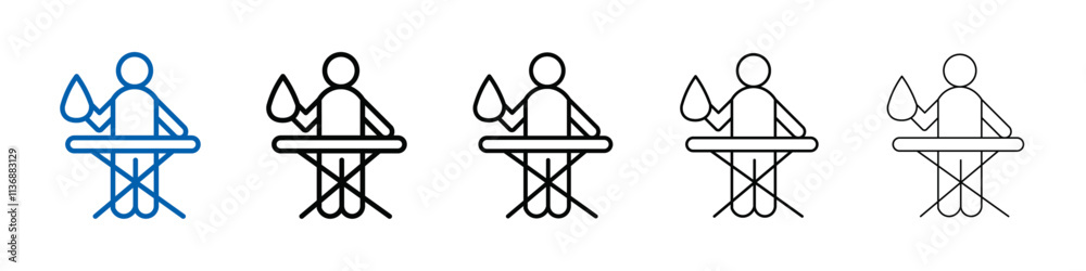 Poster man iron clothes icon outline vector logo for web ui