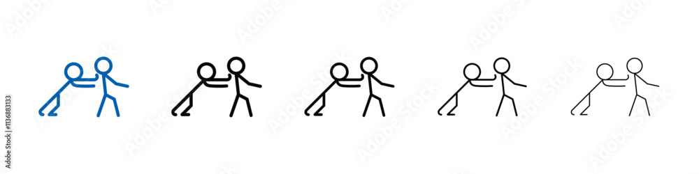 Poster man pushing another person icon outline vector logo for web ui