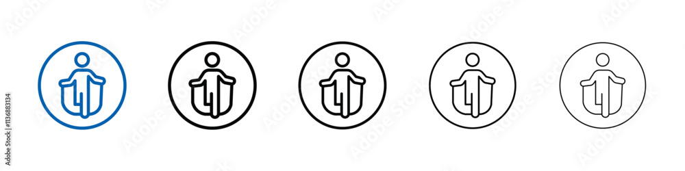 Aufkleber man jumping with skipping rope icon outline vector logo for web ui