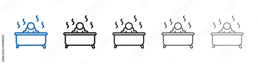 Poster Man relaxing in jacuzzi icon Outline vector logo for web ui