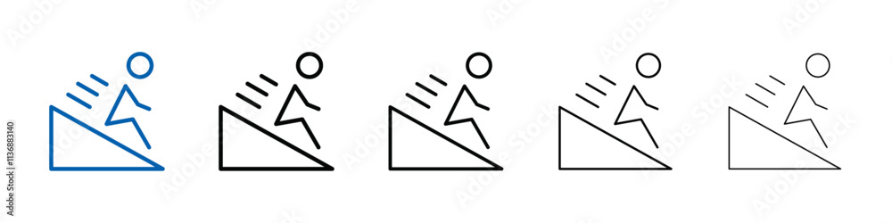 Aufkleber Man slide on slope icon Outline vector logo for web ui