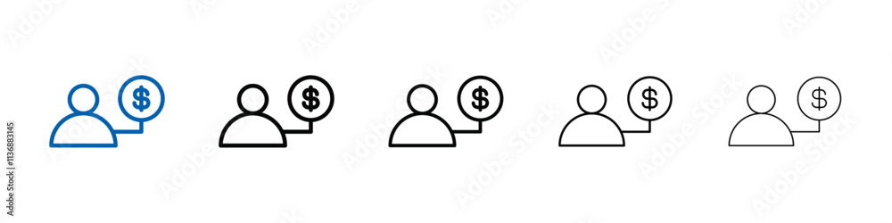 Poster Man with debt icon Outline vector logo for web ui