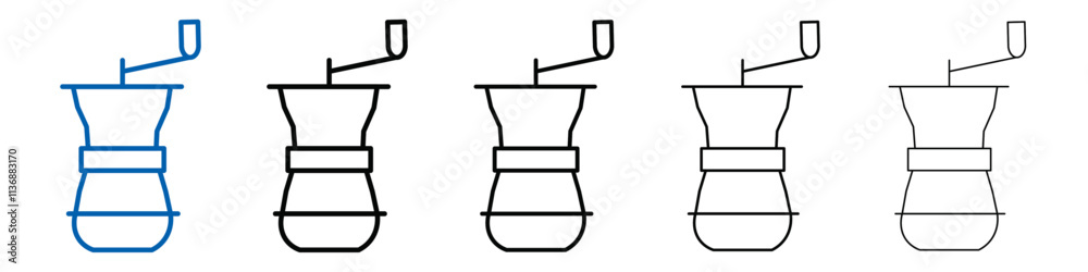 Poster manual coffee grinder icon outline vector logo for web ui
