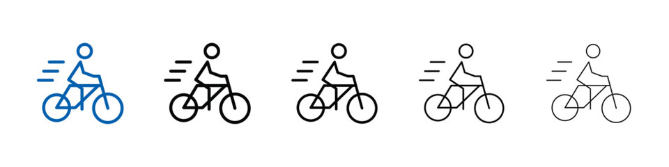 Fototapeta premium Man on bicycle icon Outline vector logo for web ui