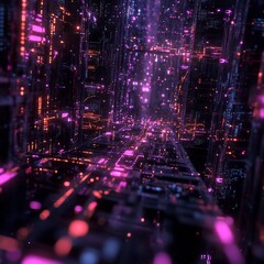Fototapeta premium Luminous Interconnected Digital World of Glowing Nodes and Pathways