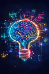 Fototapeta premium A futuristic whiteboard icon glowing with brainstorming data, representing online creative thinking platforms, digital idea generation tools, and smart collaboration. 