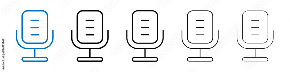 Poster microphone icon outline vector logo for web ui