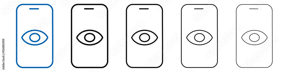 Poster mobile eye icon outline vector logo for web ui