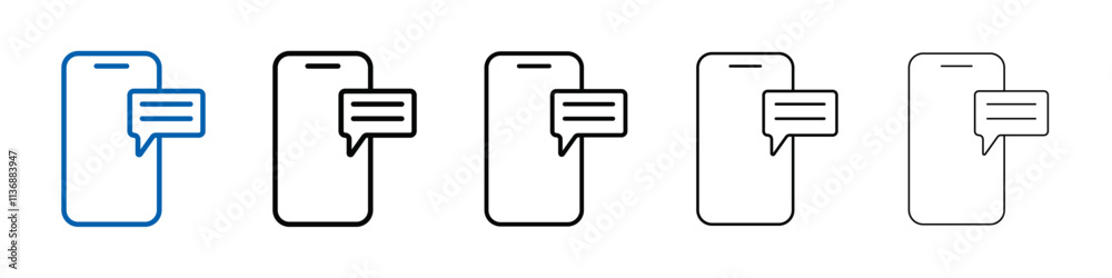 Poster mobile message notification icon outline vector logo for web ui
