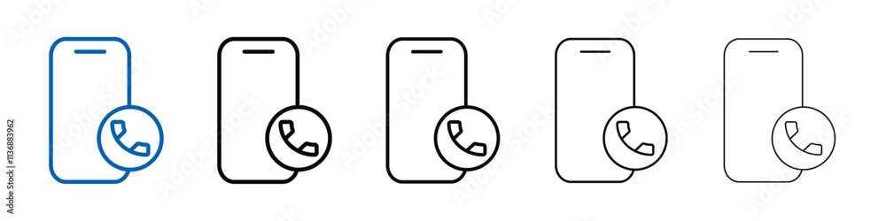 Poster mobile phone call icon outline vector logo for web ui