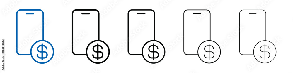 Poster mobile payment icon outline vector logo for web ui