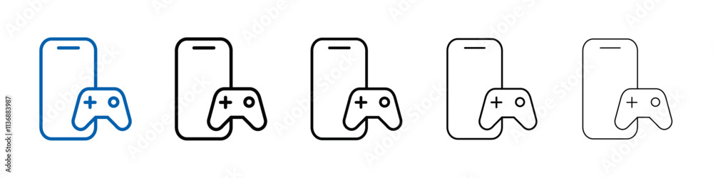 Poster mobile phone game icon outline vector logo for web ui