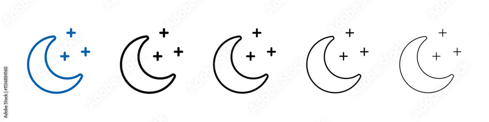 Poster moon and stars icon outline vector logo for web ui