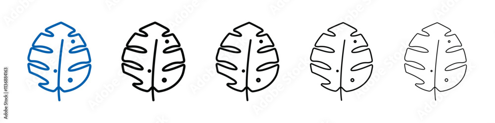 Poster monstera leaves icon outline vector logo for web ui