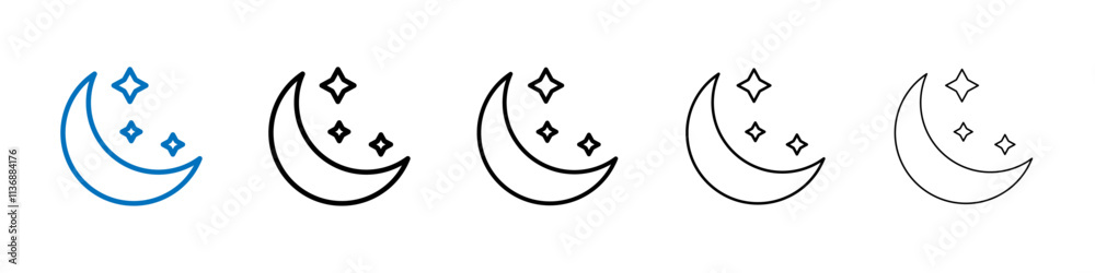 Poster moon stars icon outline vector logo for web ui