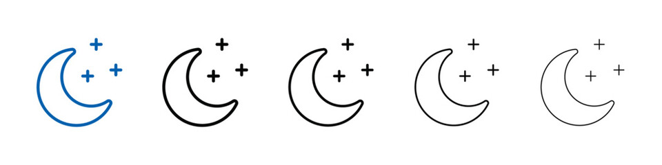 Moon and stars icon Outline vector logo for web ui