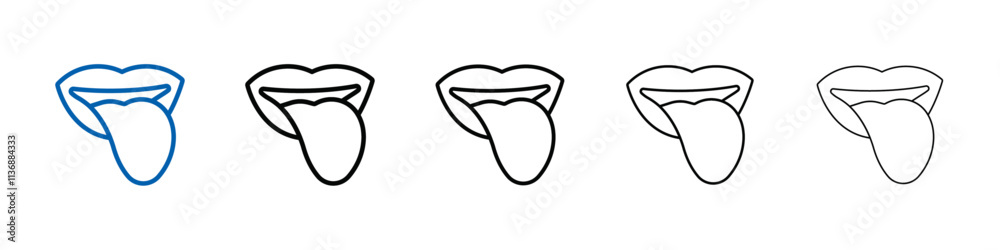 Aufkleber mouth sticking tongue out icon outline vector logo for web ui
