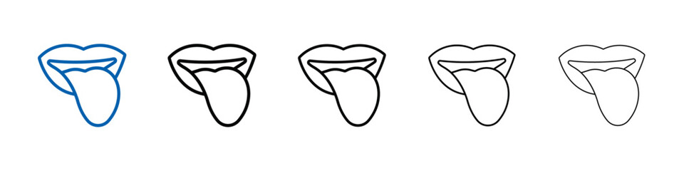 Mouth sticking tongue out icon Outline vector logo for web ui