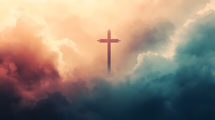 Fototapeta premium A Cross Silhouetted Against Cloudy Heavens